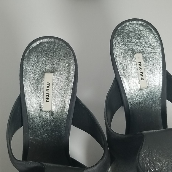 Miu Miu Grey Suede Platform Strappy Heels - Picture 8 of 8